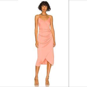 BCBGeneration midi slip dress deep peach orange faux wrap surplice new Small